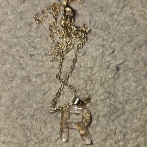 Light Pink Initial 'R' Pendant Necklace